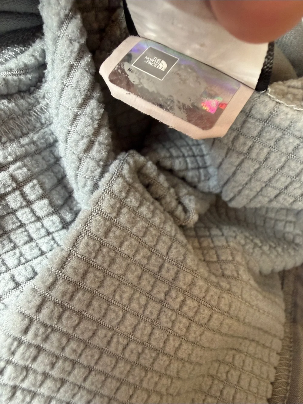 The North Face Men's Grey Fleece Grid Hoodie Full Zip Jacket Size XL